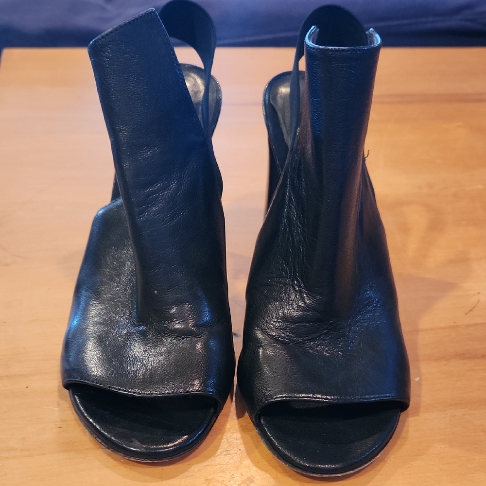 Stuart Weitzman Black Open-Toe Heels
